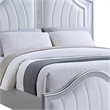 Mody Arched King Bed w LED- Glitter Stripe- Silver Fabric Upholstery- Gray