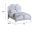 Mody Arched King Bed w LED- Glitter Stripe- Silver Fabric Upholstery- Gray