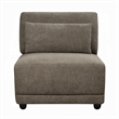 Rily Modular Armless Chair w Lumbar Pillow- Foam Fill Seat- Brown Linen