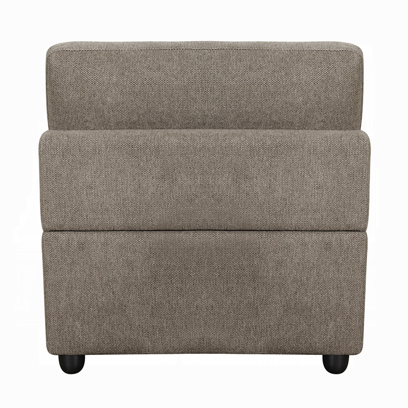 Rily Modular Armless Chair w Lumbar Pillow- Foam Fill Seat- Brown Linen