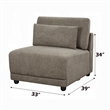 Rily Modular Armless Chair w Lumbar Pillow- Foam Fill Seat- Brown Linen