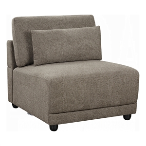 Rily Modular Armless Chair w Lumbar Pillow- Foam Fill Seat- Brown Linen