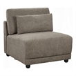 Rily Modular Armless Chair w Lumbar Pillow- Foam Fill Seat- Brown Linen