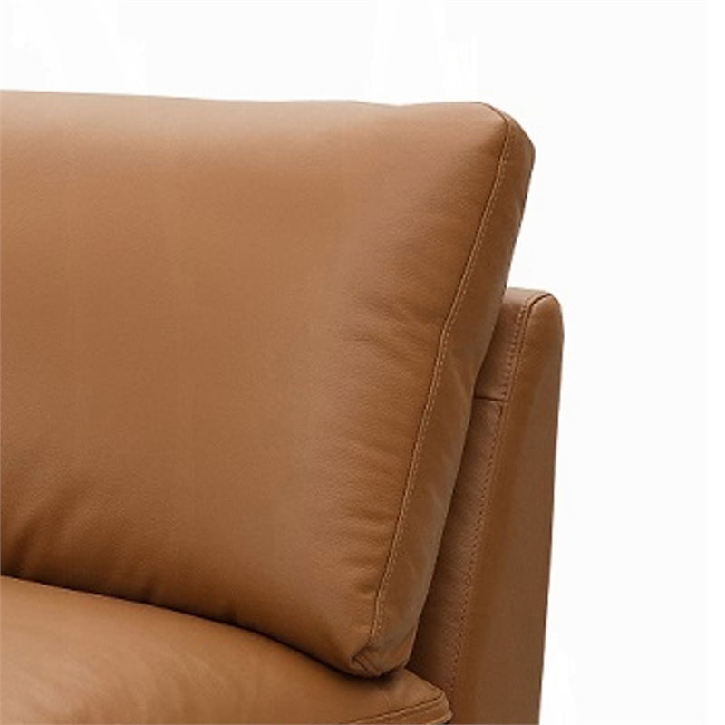 Ridaa Modular Armless Chair- Full Foam Seat- Brown Top Grain Leather