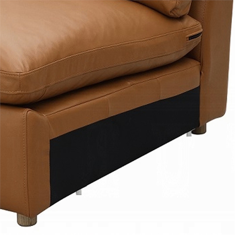 Ridaa Modular Armless Chair- Full Foam Seat- Brown Top Grain Leather