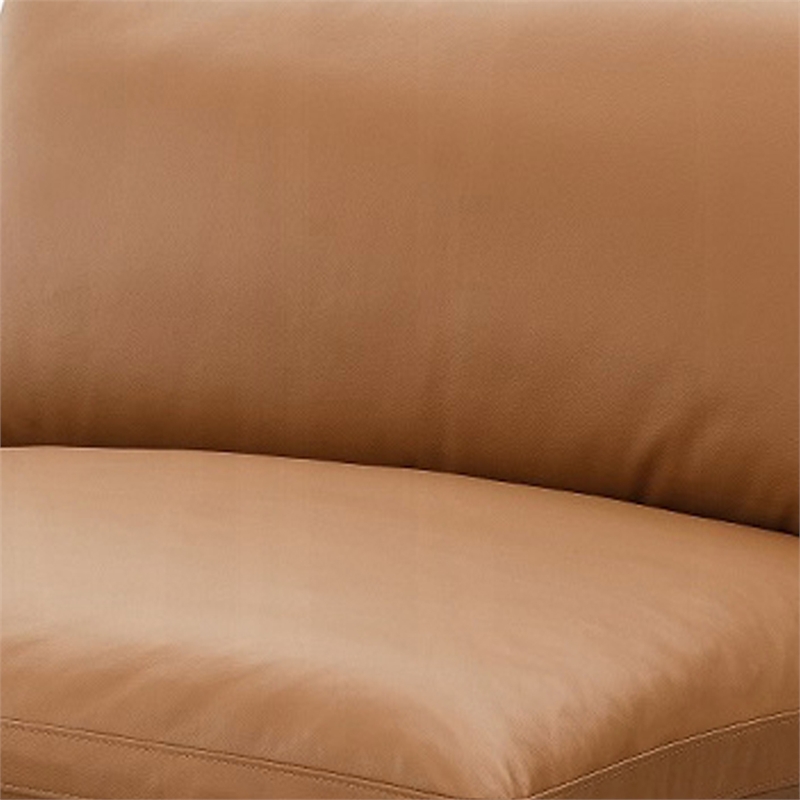 Ridaa Modular Armless Chair- Full Foam Seat- Brown Top Grain Leather