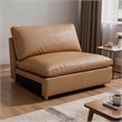 Ridaa Modular Armless Chair- Full Foam Seat- Brown Top Grain Leather