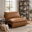 Ridaa Modular Armless Chair- Full Foam Seat- Brown Top Grain Leather