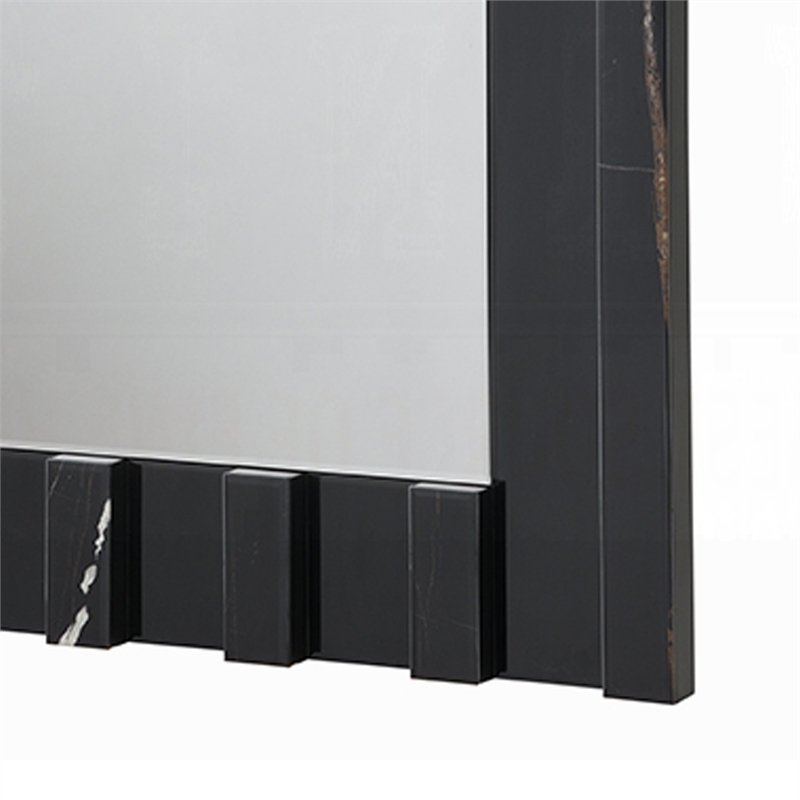 Ishi Dresser Mirror- Vertical Fluted Design- Marble Grain- Black 32x47