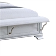 Mody King Bed w LED- Footboard Bench- Silver Fabric Upholstery- Gray