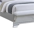 Mody King Bed w LED- Footboard Bench- Silver Fabric Upholstery- Gray