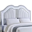 Mody King Bed w LED- Footboard Bench- Silver Fabric Upholstery- Gray
