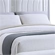 Mody King Bed w LED- Footboard Bench- Silver Fabric Upholstery- Gray