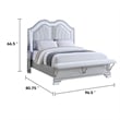 Mody King Bed w LED- Footboard Bench- Silver Fabric Upholstery- Gray