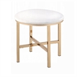 Dika 2pc Vanity Mirror and Stool Set- Faux Leather Seat- White and Gold
