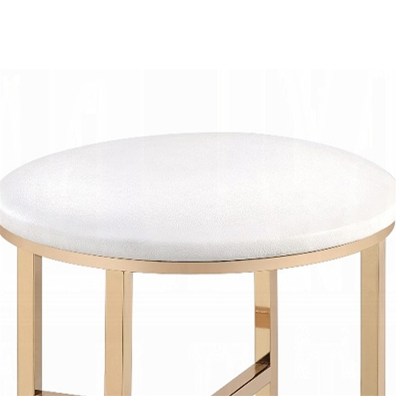 Dika 2pc Vanity Mirror and Stool Set- Faux Leather Seat- White and Gold