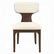 Mopa Side Chair Set of 2- Beige Chenille- Low Back- Oak Brown Wood Frame