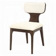 Mopa Side Chair Set of 2- Beige Chenille- Low Back- Oak Brown Wood Frame