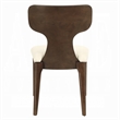 Mopa Side Chair Set of 2- Beige Chenille- Low Back- Oak Brown Wood Frame