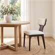 Mopa Side Chair Set of 2- Beige Chenille- Low Back- Oak Brown Wood Frame