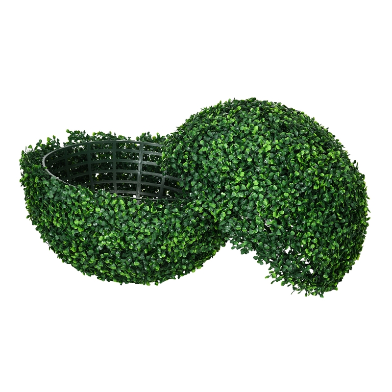 Zyra Artificial Boxwood Topiary Ball- Set of 2- Green Poly Silk 20 Inch