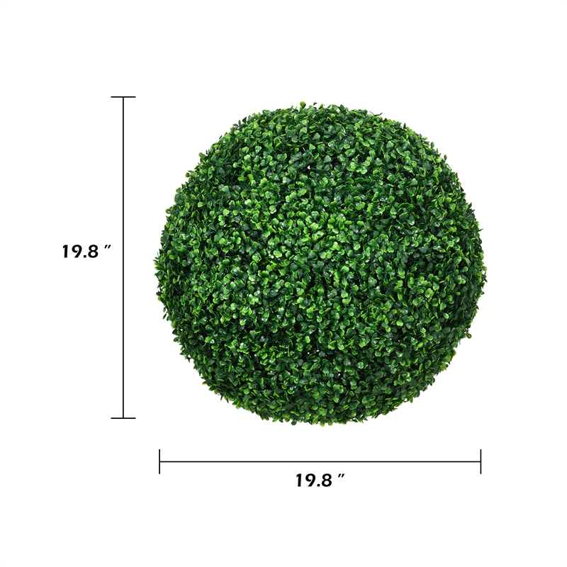 Zyra Artificial Boxwood Topiary Ball- Set of 2- Green Poly Silk 20 Inch