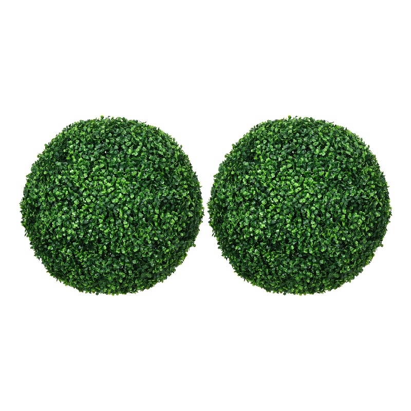 Zyra Artificial Boxwood Topiary Ball- Set of 2- Green Poly Silk 20 Inch