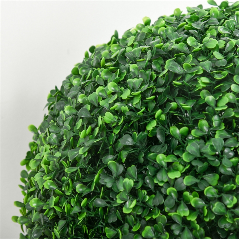 Zyra Artificial Boxwood Topiary Ball- Set of 2- Green Poly Silk 16 Inch