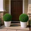 Zyra Artificial Boxwood Topiary Ball- Set of 2- Green Poly Silk 16 Inch