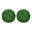 Zyra Artificial Boxwood Topiary Ball- Set of 2- Green Poly Silk 16 Inch