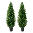 Tahya Cedar Topiary Tree- Set of 2- Iron Frame- Lifelike Poly Silk 48 Inch