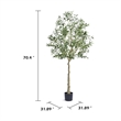 Lucas Olive Tree- Stainless Steel Branches- Lifelike Poly Silk 70 Inch