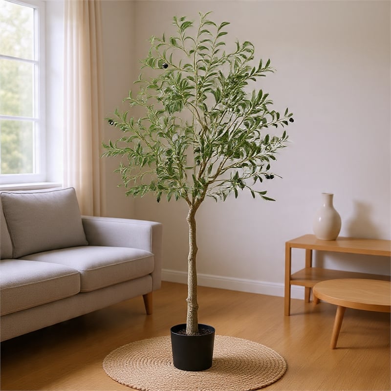 Lucas Olive Tree- Stainless Steel Branches- Lifelike Poly Silk 70 Inch