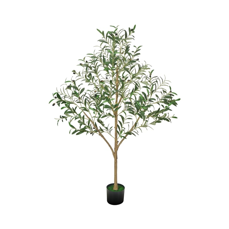 Ezra Artificial Olive Tree with Black Pot- Lifelike Poly Silk 61 Inch