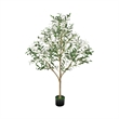 Ezra Artificial Olive Tree with Black Pot- Lifelike Poly Silk 61 Inch