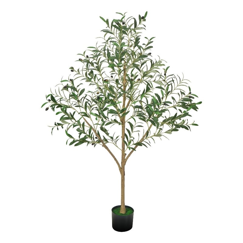 Ezra Artificial Olive Tree with Black Pot- Lifelike Poly Silk 61 Inch