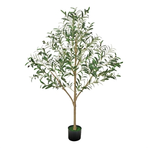 Ezra Artificial Olive Tree with Black Pot- Lifelike Poly Silk 61 Inch