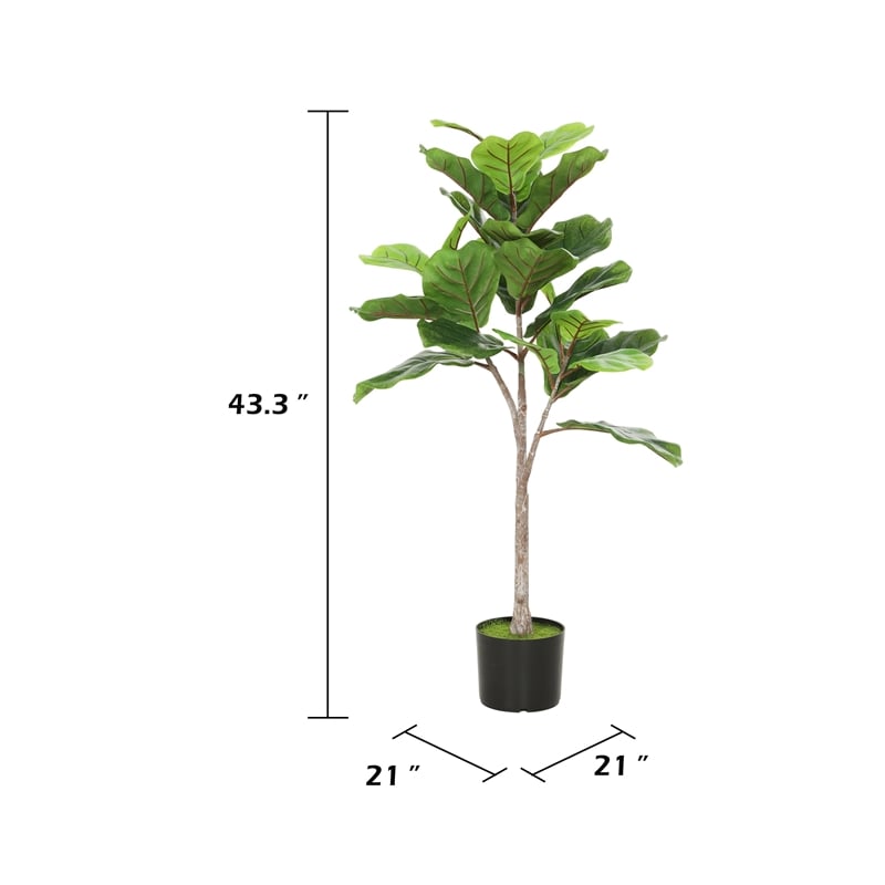 Moona Fiddle Leaf Fig Tree- 28 PEVA Leaves- Lifelike Poly Silk 43 Inch