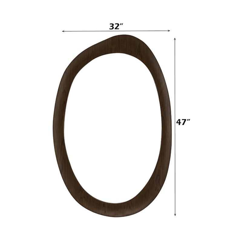 Sima Decorative Wall Mirror- Dark Brown- 32x 47 Organic Asymmetrical Shape
