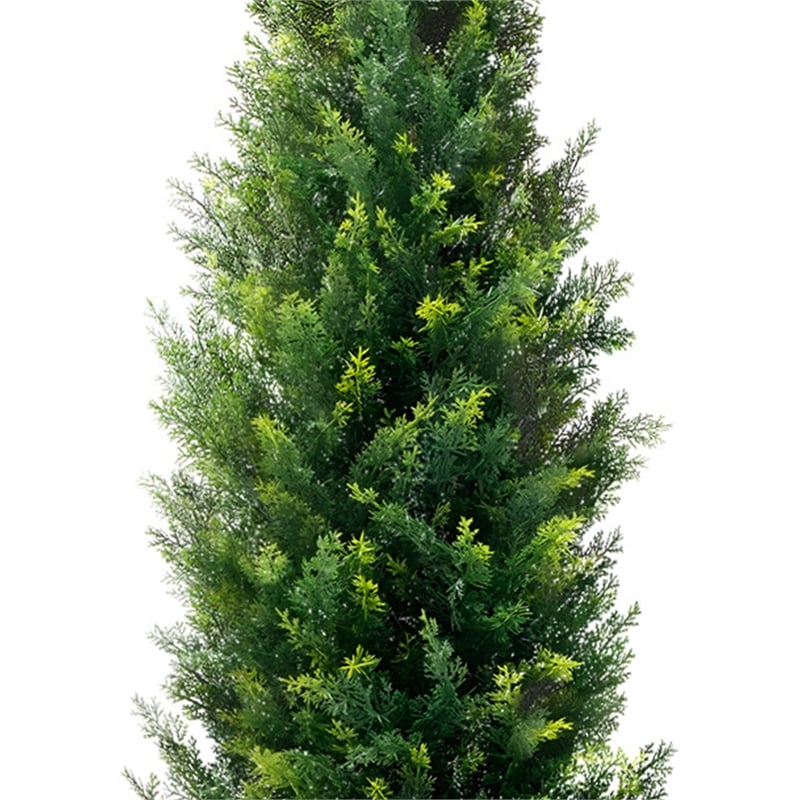 Tahya Cedar Topiary Tree- Set of 2- Iron Frame- Green Poly Silk- 60 Inch