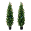 Tahya Cedar Topiary Tree- Set of 2- Iron Frame- Green Poly Silk- 60 Inch