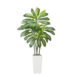 Kren Artificial Dracaena Tree- White Planter- Lifelike Poly Silk 60 Inch
