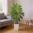 Kren Artificial Dracaena Tree- White Planter- Lifelike Poly Silk 60 Inch