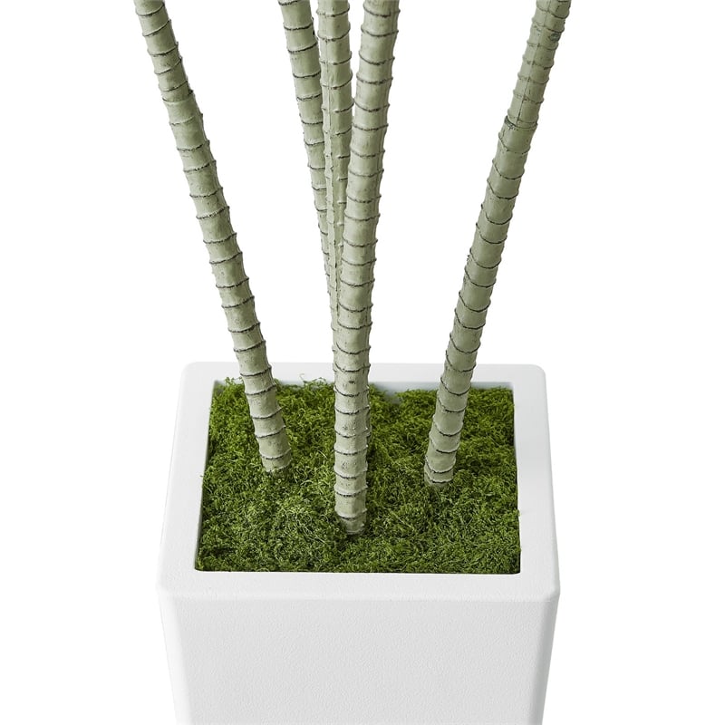 Kren Artificial Dracaena Tree- White Planter- Lifelike Poly Silk 72 Inch