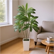 Kren Artificial Dracaena Tree- White Planter- Lifelike Poly Silk 72 Inch