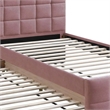 Shahi Full Platform Bed w Trundle- Tufted Pink Brushed Linen Upholstery