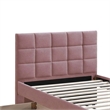 Shahi Full Platform Bed w Trundle- Tufted Pink Brushed Linen Upholstery