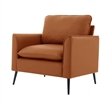 Pimi Sofa Chair Set of 2- Brown Faux Leather- Retro Style Black Legs