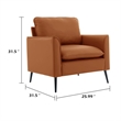 Pimi Sofa Chair Set of 2- Brown Faux Leather- Retro Style Black Legs