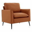 Pimi Sofa Chair Set of 2- Brown Faux Leather- Retro Style Black Legs